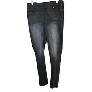 LUXE DENIM Womens Sz L (14-16) Slim‎ Straight 4/Way Stretch Blk pants  pre-owned